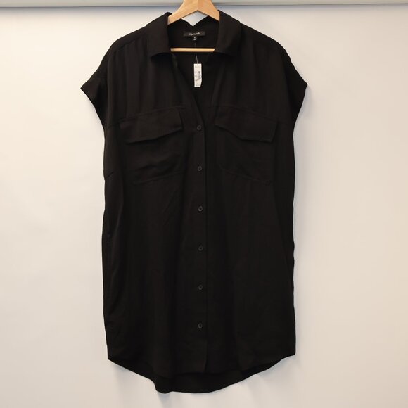 Madewell Elegant Black Button-Down Mini Dress - Picture 11 of 15